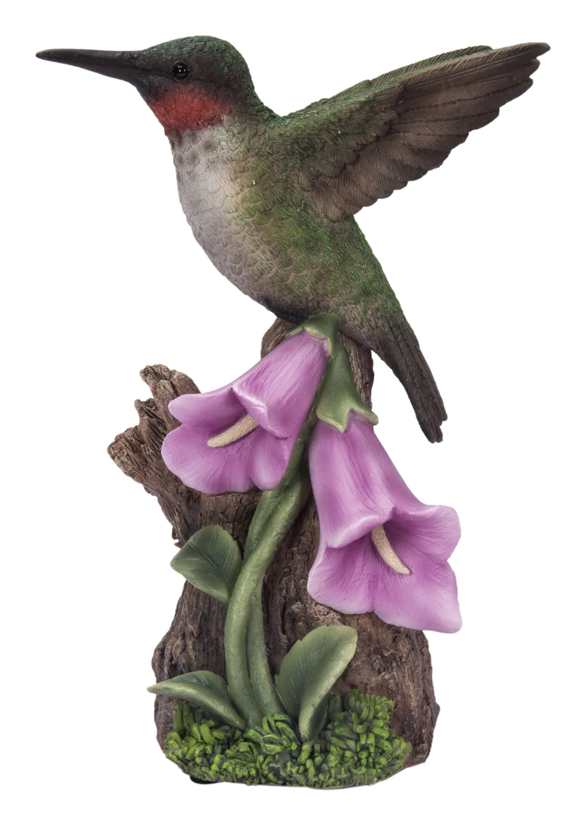 Hi-Line Gift Ltd. - Wholesale Decorative Figurine - Motion Activated Singing Hummingbird On Foxglove