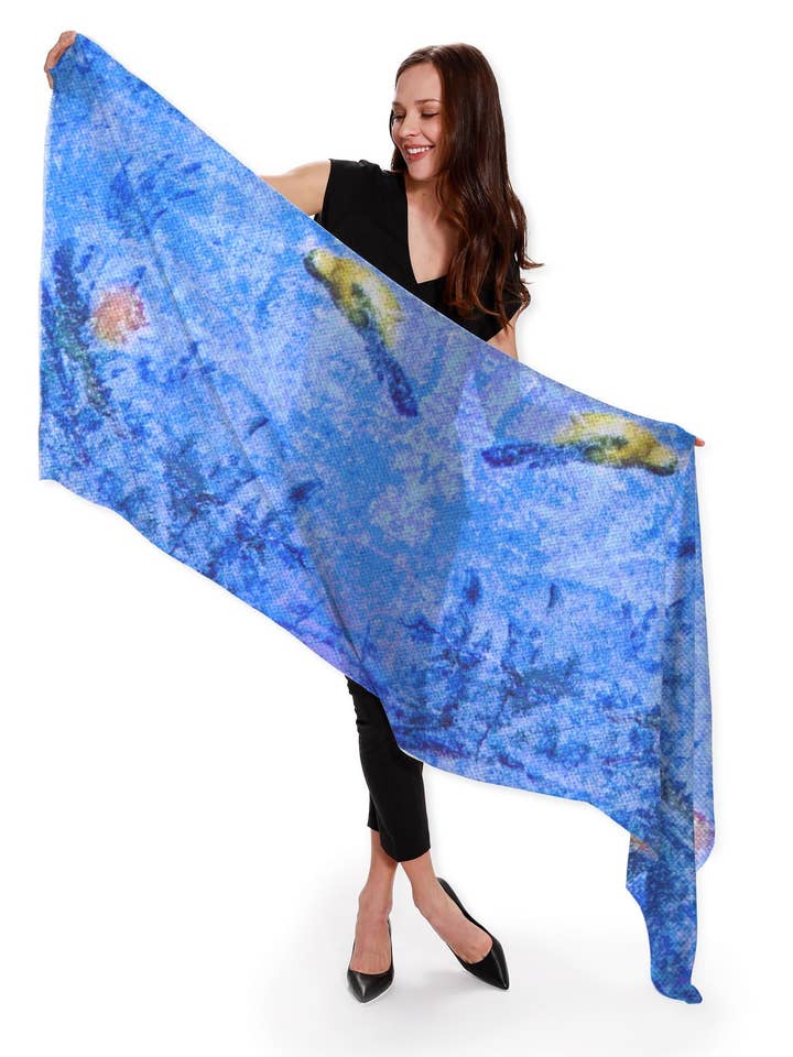 Lenço de seda de caxemira “Ode a um pássaro canoro” por atacado de Lady Barbara Pinson Artist