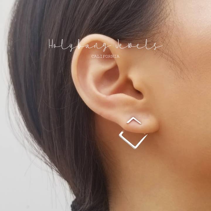 HolyBang Jewels - Wholesale Ear Jackets/Climbers - SQUARE EAR JACKET - E-ST1178