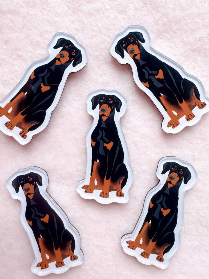 Dobermann (black & rust/natural ears) Magnet for wholesale by Our Cheery Corner