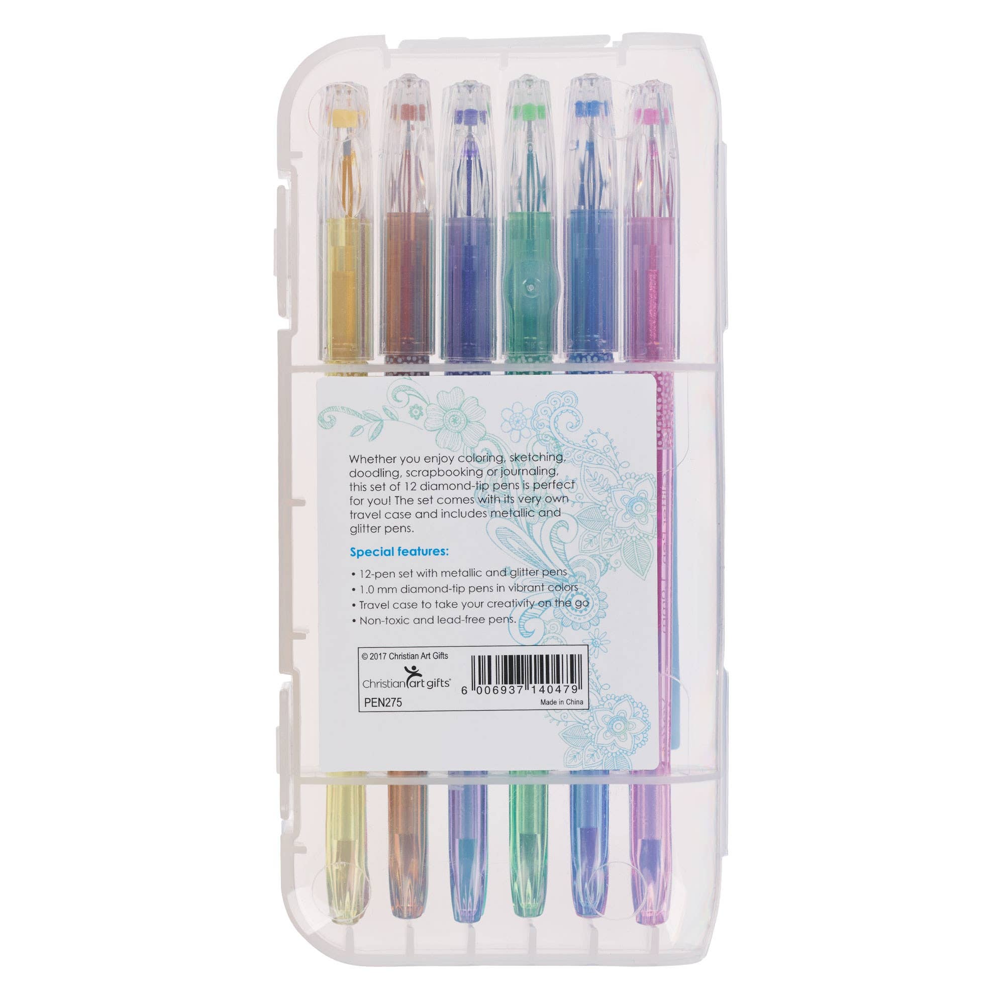 Christian Art Gifts - Wholesale Pen - Gel Pen Set 12pc Metallic/Glitter1