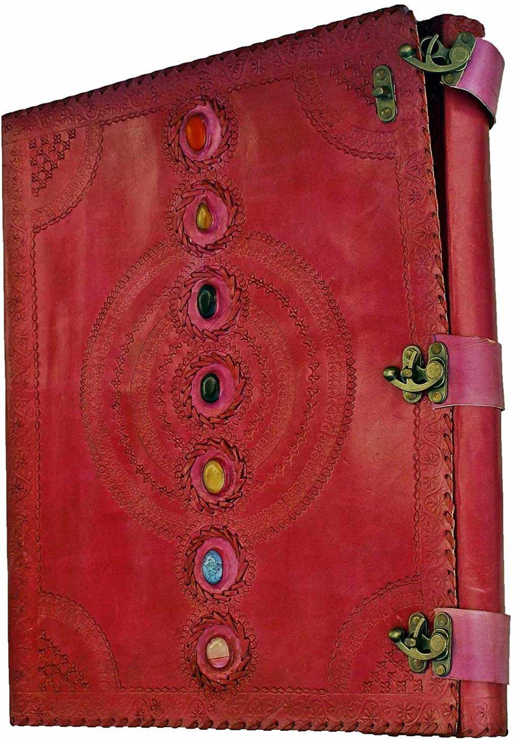 Tuzech Leather - Wholesale Journal/Diary - Seven Chakra Leather Journal – Handmade Embossed Diary 13"20