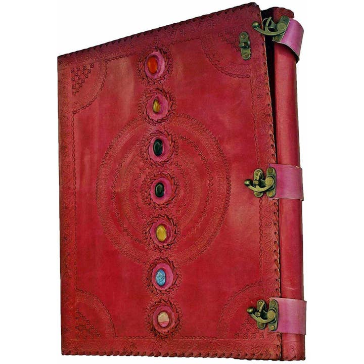 Tuzech Leather - Wholesale Journal/Diary - Seven Chakra Leather Journal – Handmade Embossed Diary 13"20