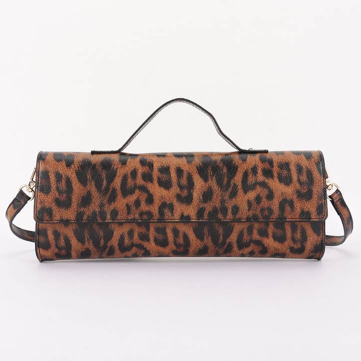 Leopard Print Faux Leather Clutch for wholesale by 3AM BY H&D ACCESSORIES