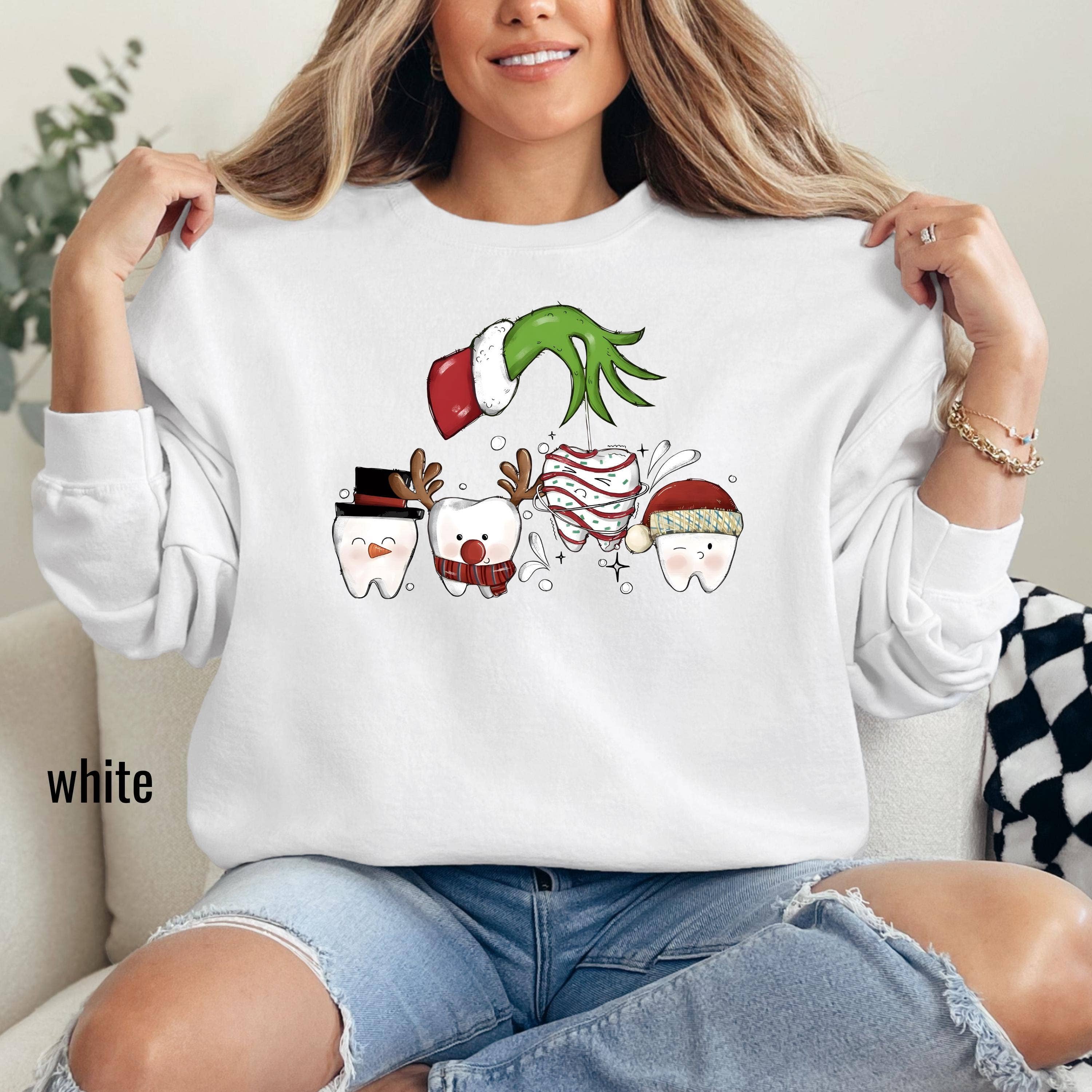 DLT Ecommerce - Wholesale T-Shirt (Graphic) - Women's - Christmas Dentist Grinchy Sweatshirt, Holiday Tooth Shirt2