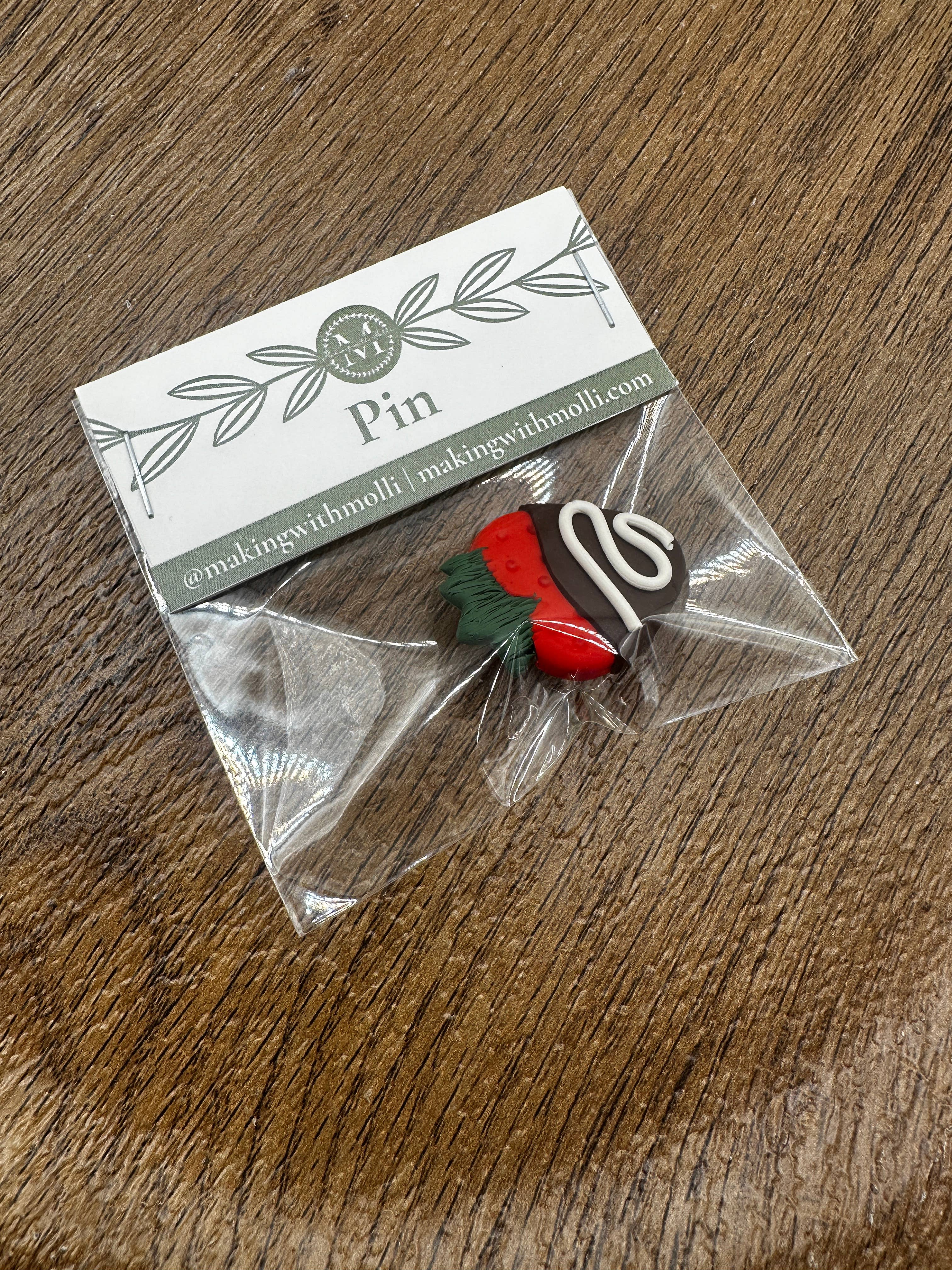 Making with Molli - Wholesale Brooch - Chocolate Covered Strawberry Polymer Clay Pin2