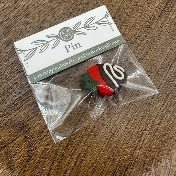 Making with Molli - Wholesale Brooch - Chocolate Covered Strawberry Polymer Clay Pin2