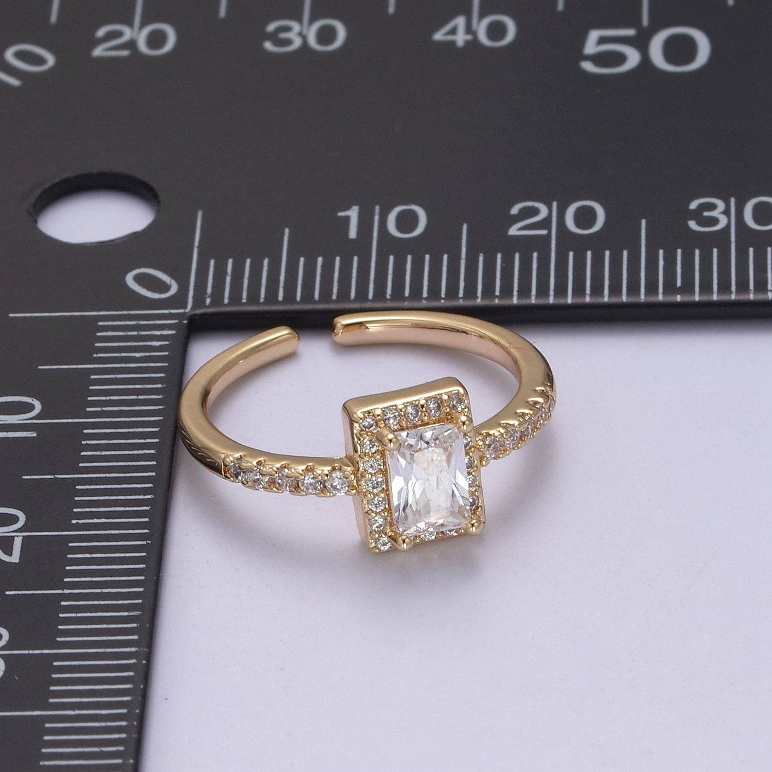 Aim Eternal - Wholesale Multi-Stone Ring - CZ 16k Gold Filled Princess Cut Diamond Cubic Bezel Set Ring Wedding Band Birthday Christmas Gift U-3102