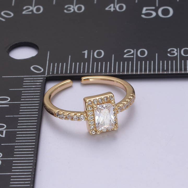 Aim Eternal - Wholesale Multi-Stone Ring - CZ 16k Gold Filled Princess Cut Diamond Cubic Bezel Set Ring Wedding Band Birthday Christmas Gift U-3102