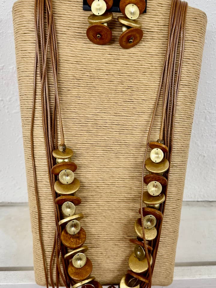 9 CORDÕES DE CERA CASTANHA COM DISCO REDONDO CASTANHO E DOURADO COM por atacado de International Duru's