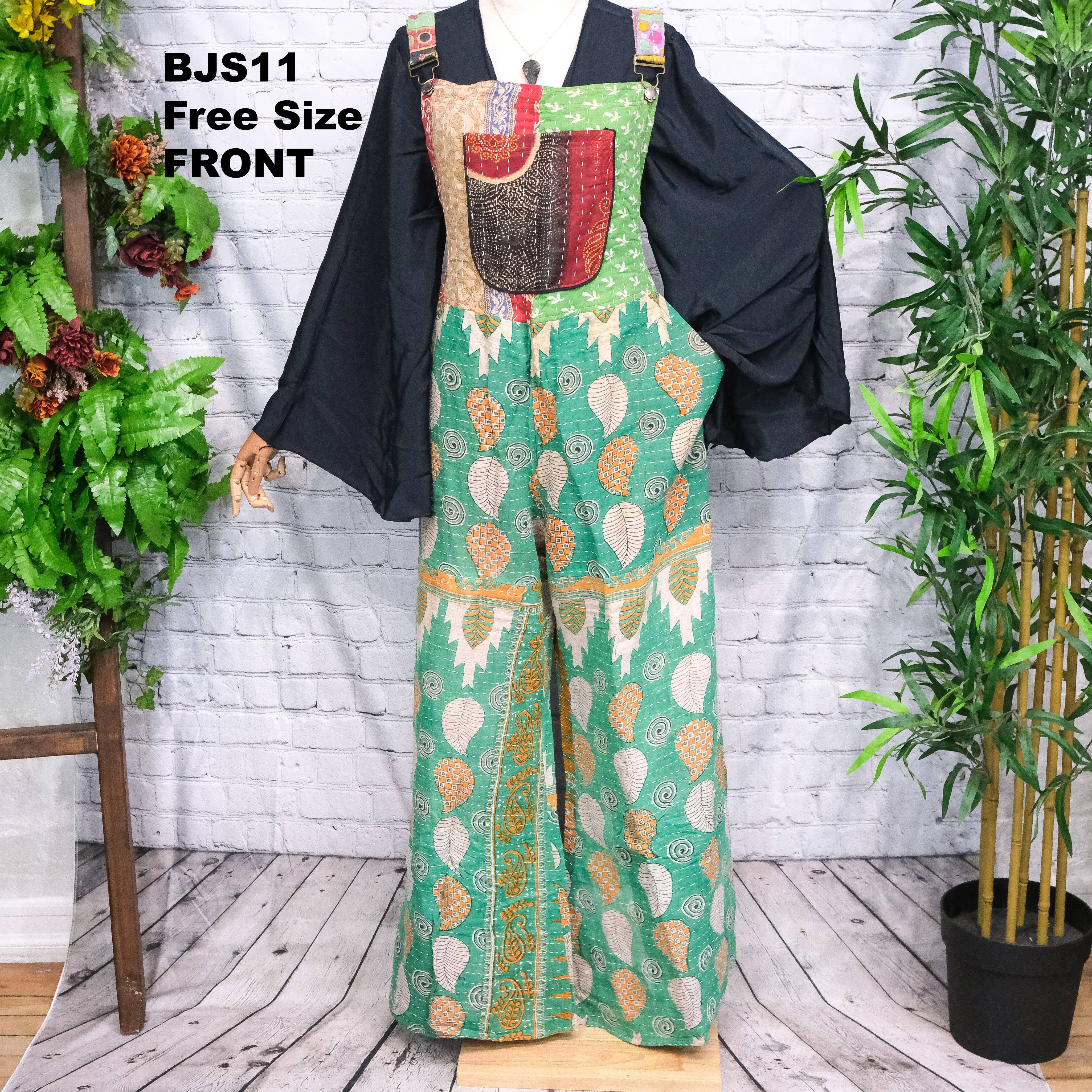 Karma Nepal Crafts - Wholesale Jumpsuit - Women's - Kantha Boho Bell Bottom Jumpsuit