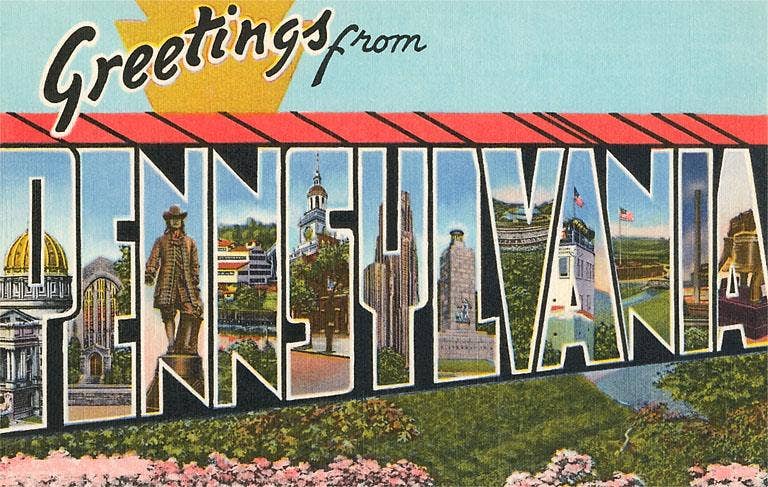 Found Image Press - Venta al por mayor Tarjeta postal - Tarjeta postal PA-393 Saludos desde Pensilvania0