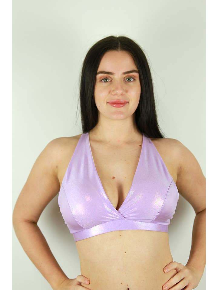 Rarr Designs - Wholesale Sports Bra - Women's - Lilac Sparkle Push Up Plunge Sports Bra