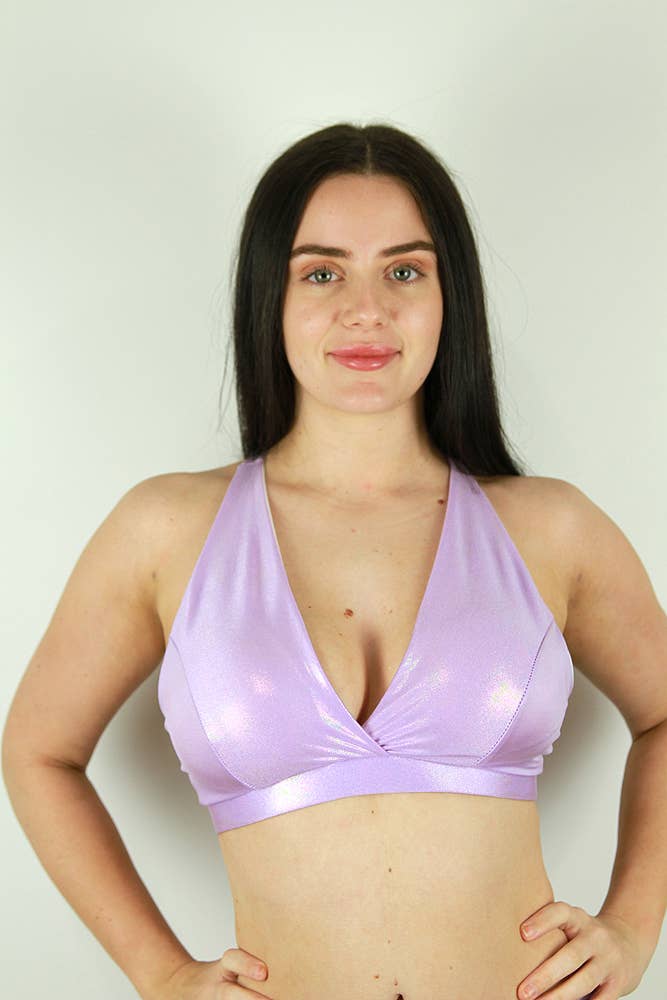 Rarr Designs – Großhandel Sport-BH – Damen – Lilac Sparkle Push Up Plunge Sport-BH