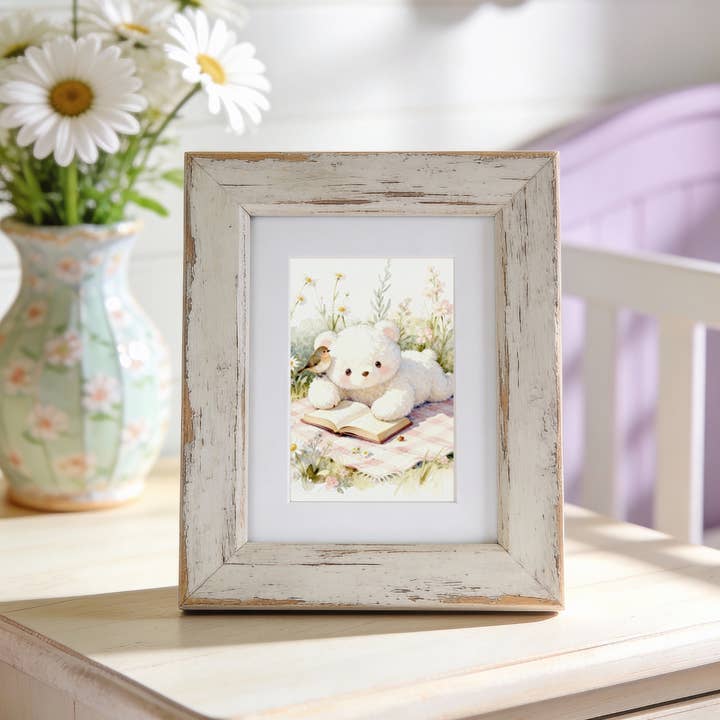 Fluffy Teddy Bear Reading Art Print for wholesale by Designs by Michaela