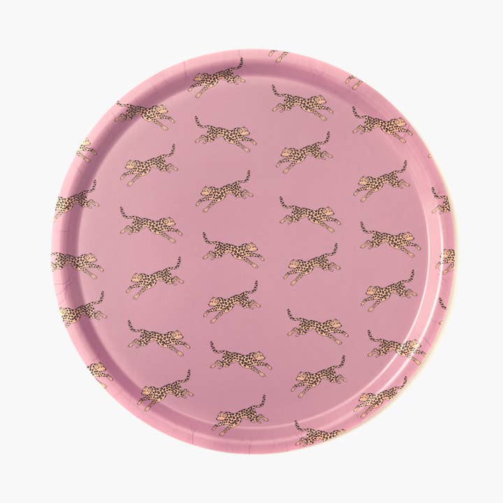 BLU KAT – wholesale Serveringsfat – Gul Leopard Rund serveringsbricka - 38 cm