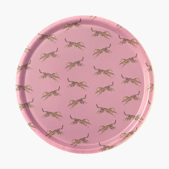 Bandeja de servir redonda de leopardo amarillo - 38 cm para venta al por mayor de BLU KAT