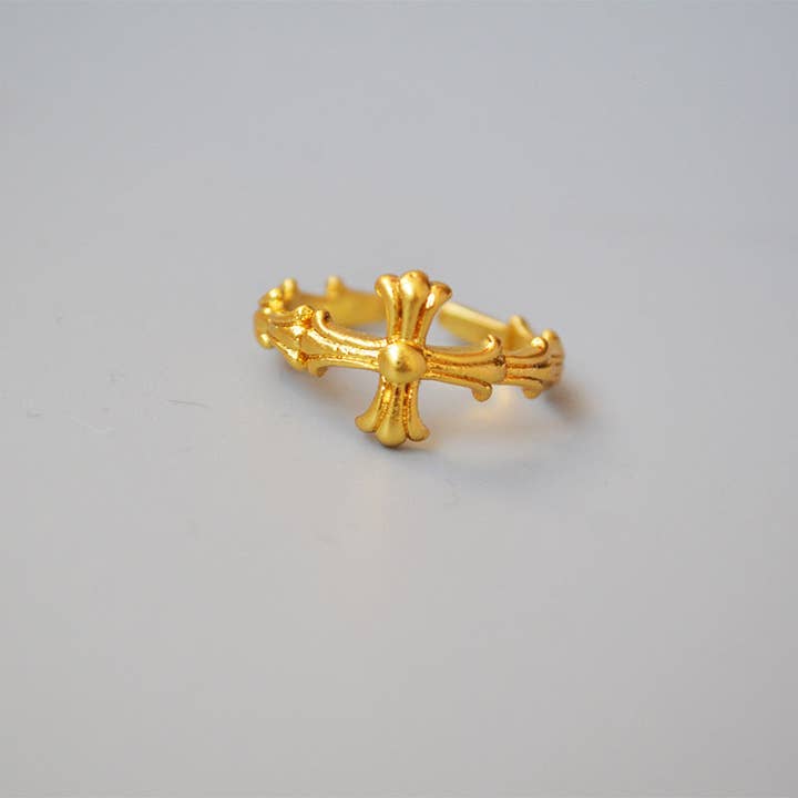 Revelari - Wholesale Band/Stacked Ring - Gold Cross Design Ring – Bold and Elegant2