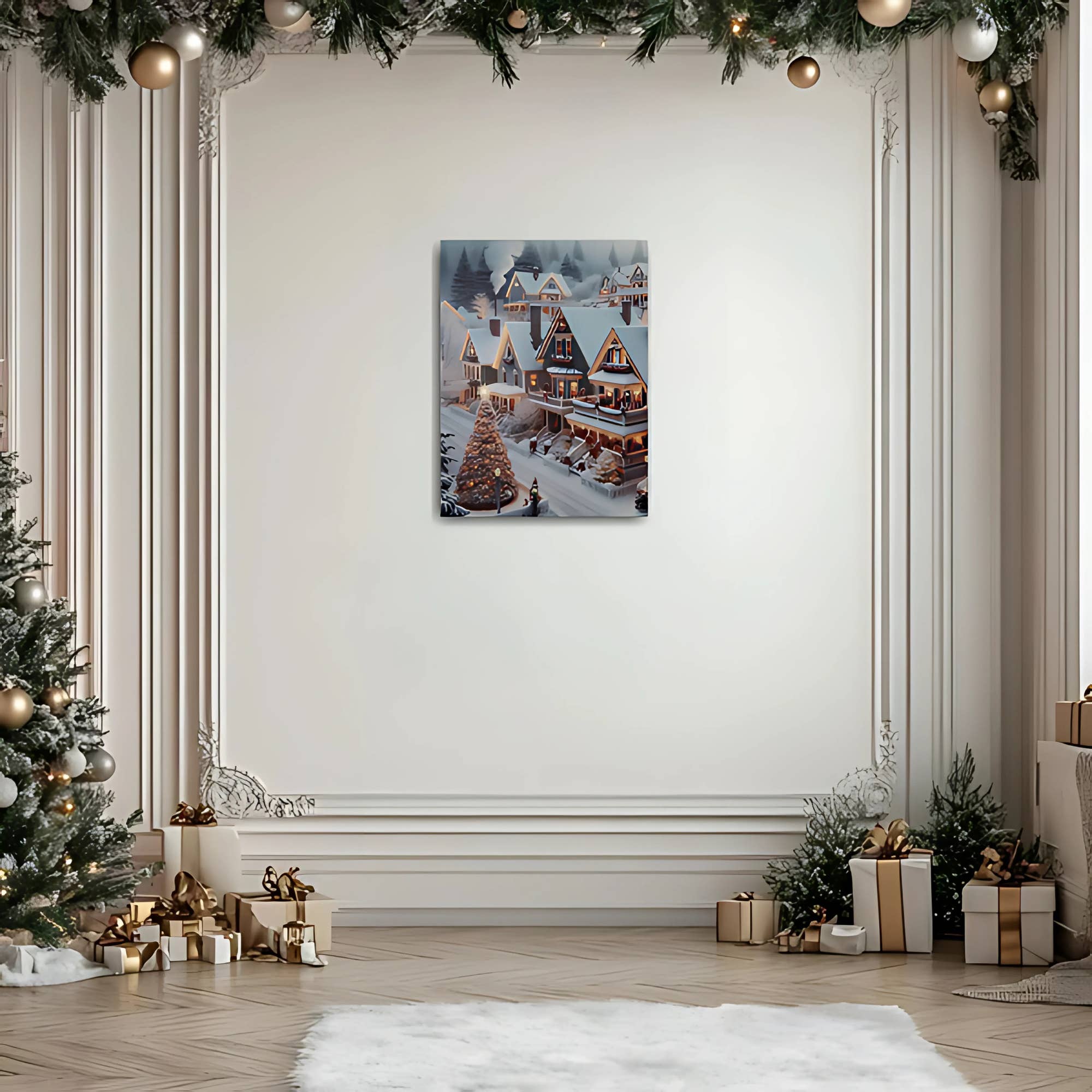 LumaBase - Wholesale Christmas Wall Art - Battery-Operated Lighted Wall Art - Christmas Town3