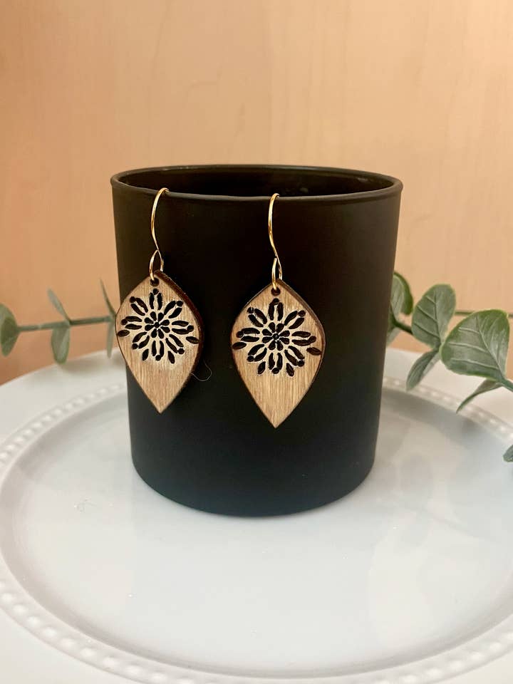 Victorian Spade Wood Dangle Earrings for wholesale by Rosey Oak Designs