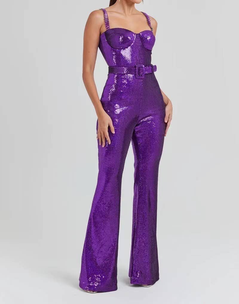 Guld JP012 Elegant jumpsuit med pailletter for engroshandel på Faire8