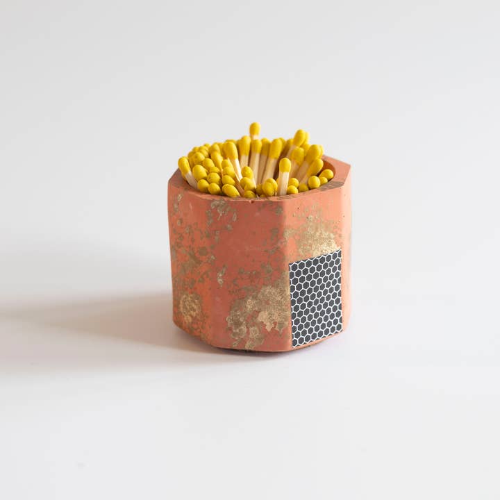 Fall Holiday Brick & Gold Match Holder w/ Yellow Matches for wholesale by Tenn Prairie