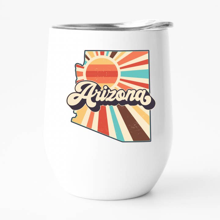 Retro Arizona Wine Tumbler, State Pride Tumbler for wholesale by Fbombs & Booze