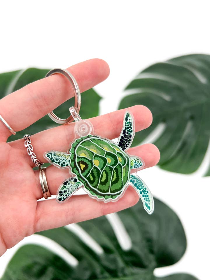 Sea Turtle Keychain for wholesale by Logan Mahaffey Art