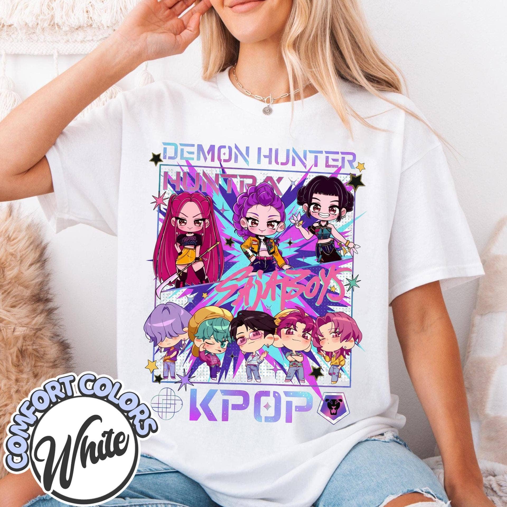 ClevorFit – wholesale Grafisk T-shirt - Unisex – Kpop Demon Hunters Comfort Colors T-shirt, Kpop Huntrix T-shirt2