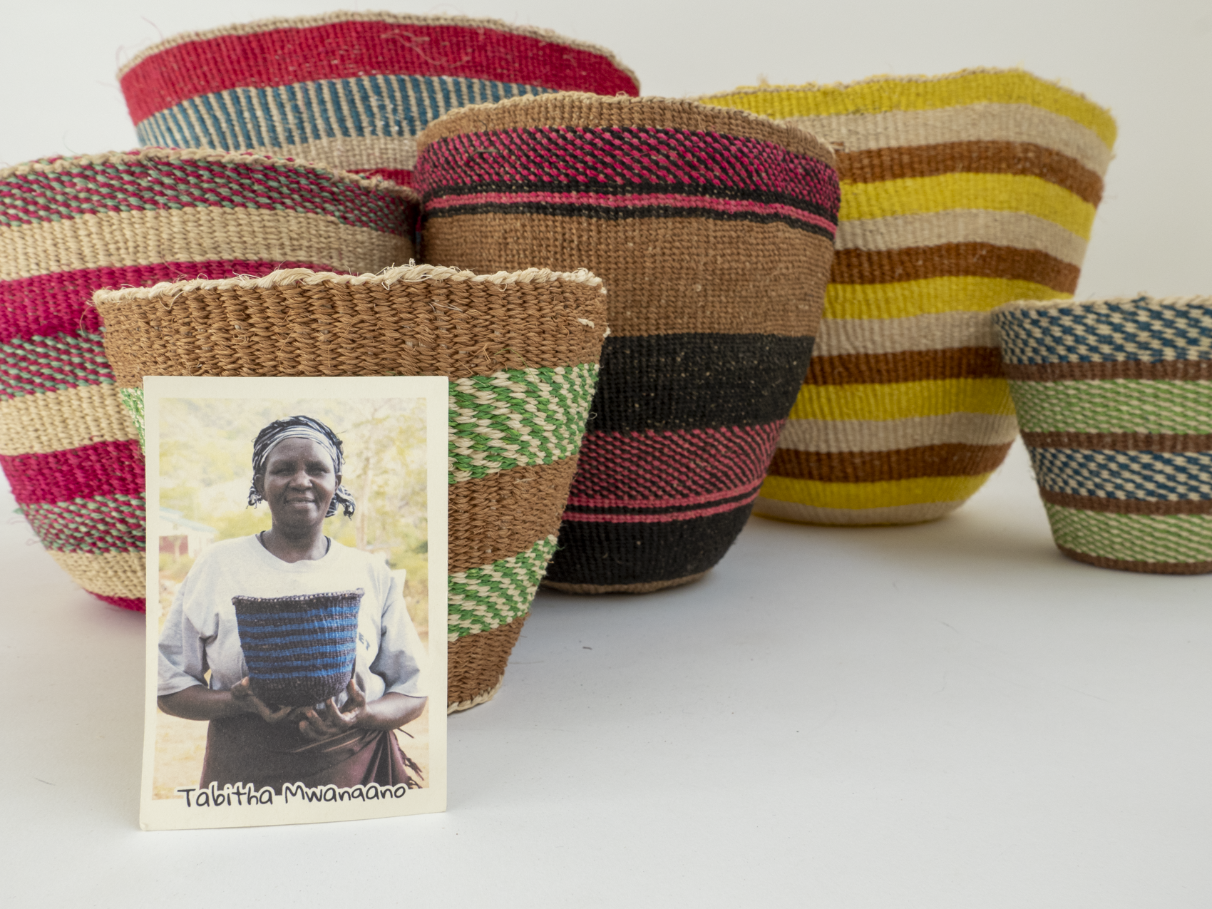 Crafts by Solid - Wholesale Basket - Handwoven "Fine Weave" Sisal Baskets - Colourful - XS to L13