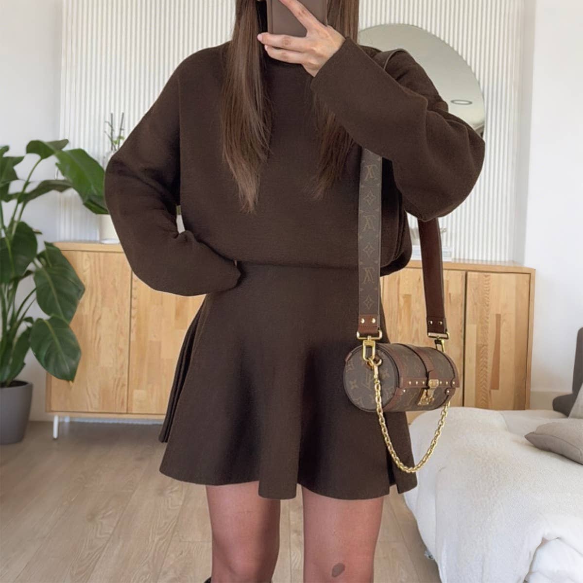 HIDDENBRAND - Wholesale Dress - Women's - Effortless Elegant Mock Neck Sweater Dress0