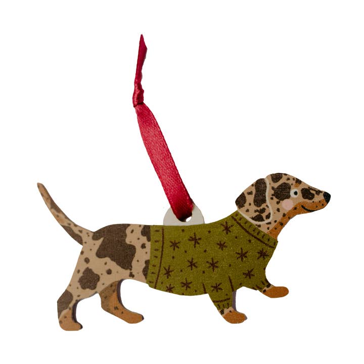 Dapple Dachshund Dog Decoration for wholesale by Laura Barnes Wholesale Ltd