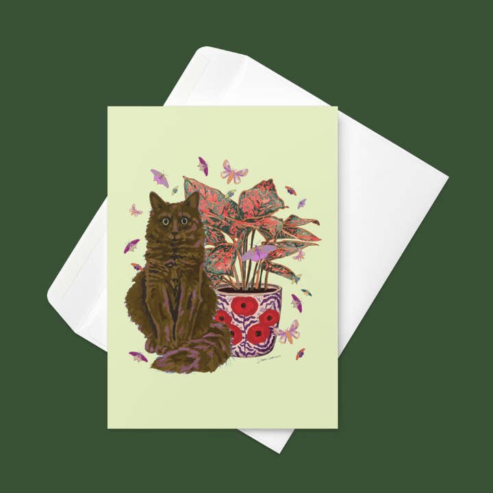 Carte de vœux Chaton en chocolat et Papillon pour la vente par BBoons & Co