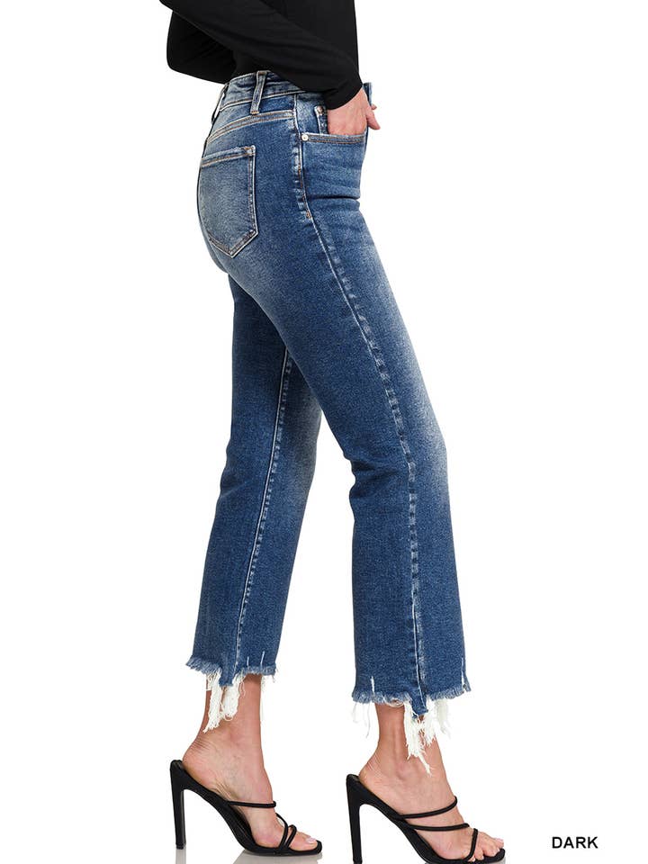 42POPS - Wholesale Jeans - Women's - ",.._ Distressed Flare Crop Denim Jeans