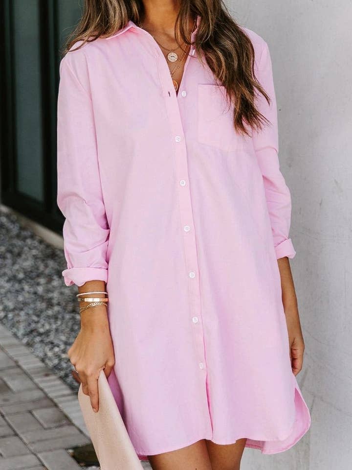 Rosa Clothing - Wholesale Dress - Women's - Loose casual long sleeve shirt dress