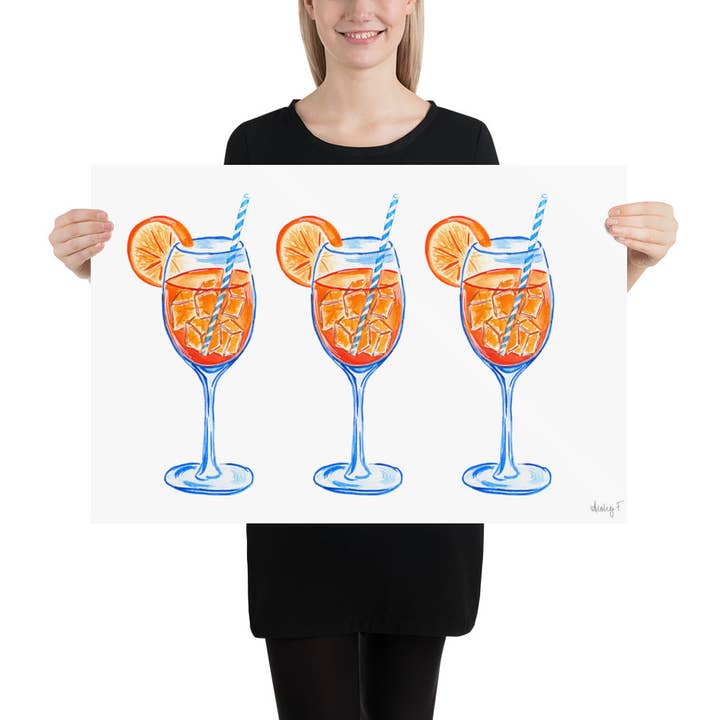 Shop Art by Audrey - Wholesale Art Print - Print | Aperol Spritz Trio Watercolor Painting | Various Sizes4