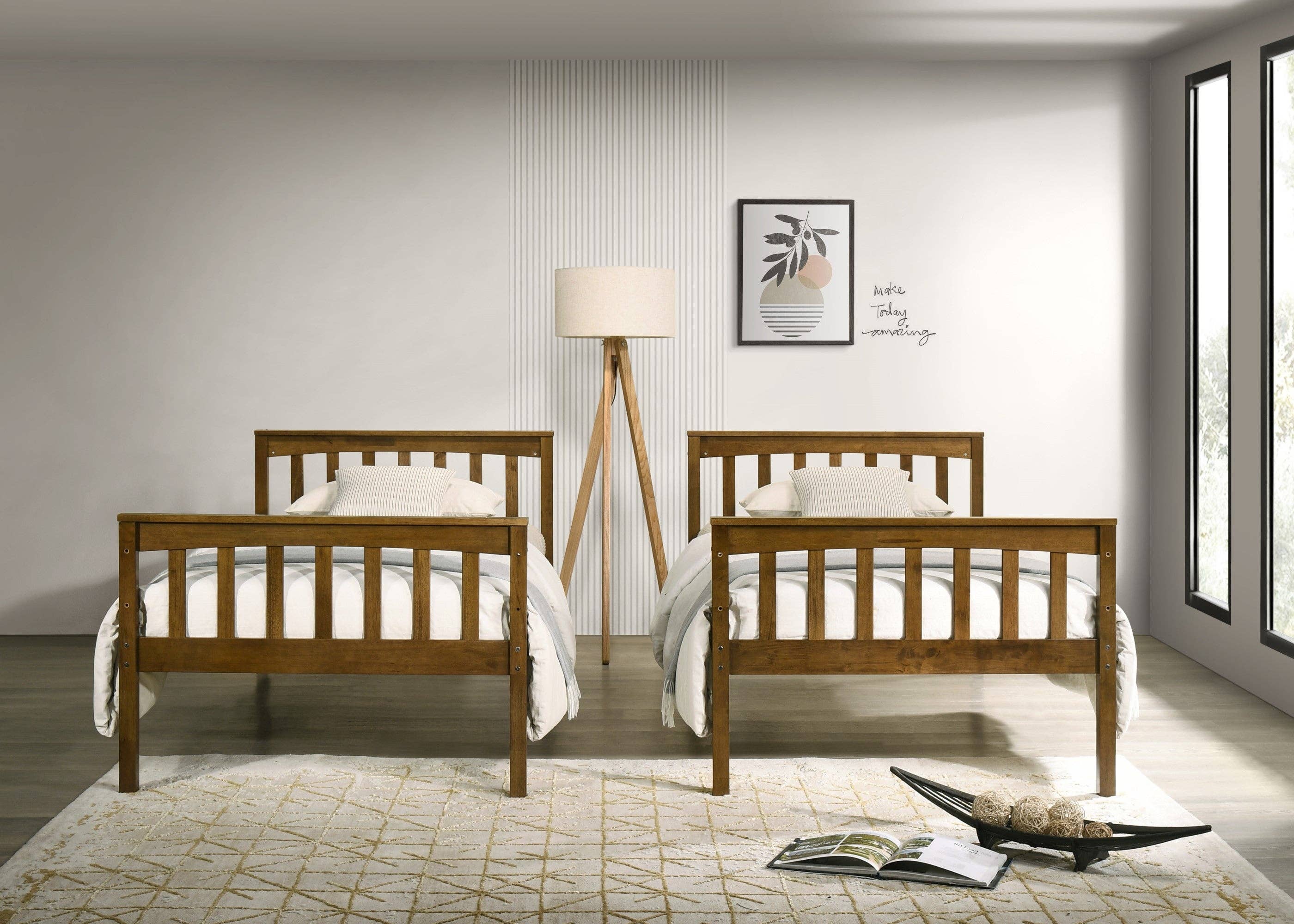 Home Design - Wholesale Bed - Kids & Baby - Home Design Ames Twin Over Twin Solid Wood Standard Bunk Bed Frame13