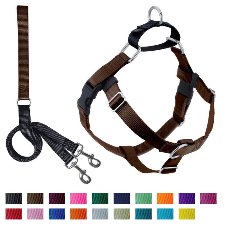 2 Hounds Design - Wholesale Pet Harness - Dog - Brown Freedom No-Pull Dog Harness with Leash