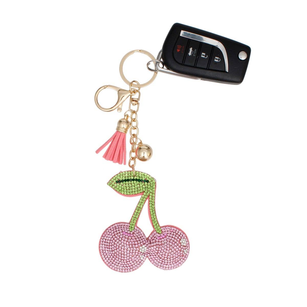 Keychain Cheeky Coquette Pink Cherry Bag Charm for wholesale on Faire1
