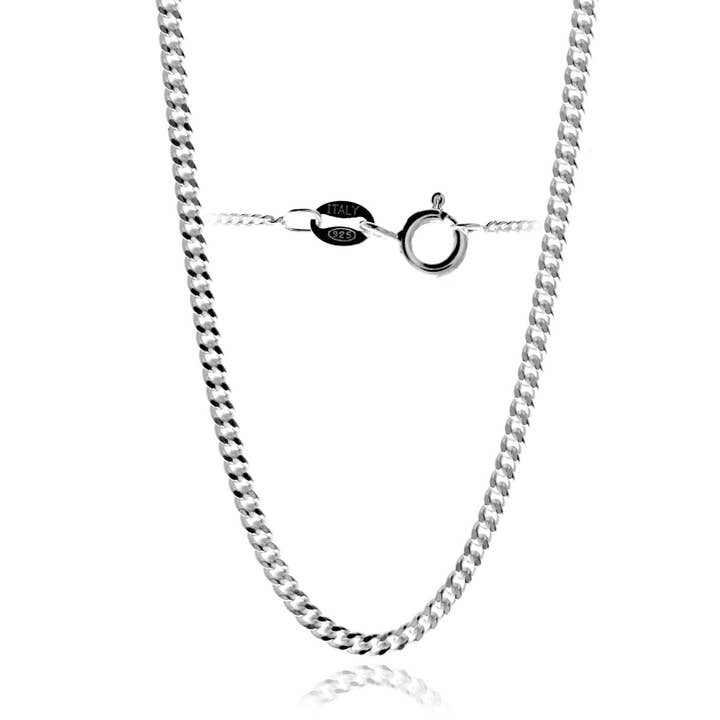 SilverAmber Jewellery - Wholesale Link & Chain Necklace - Made in Italy - 925 Sterling Silver Delicate 1.1 MM Curbs Chain with an anti-tarnish coating - GCH014