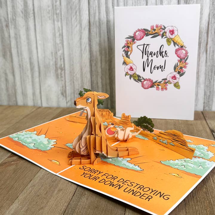 Thanks Mommaroo Funny 3D Pop-Up Mother’s Day Card for wholesale by Dirty Pop Cards