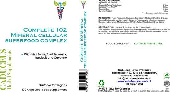 CADUCEUS kruidenapotheek - Wholesale Oral Supplement/Vitamin - Complete 102 mineral cellular superfood complex 1