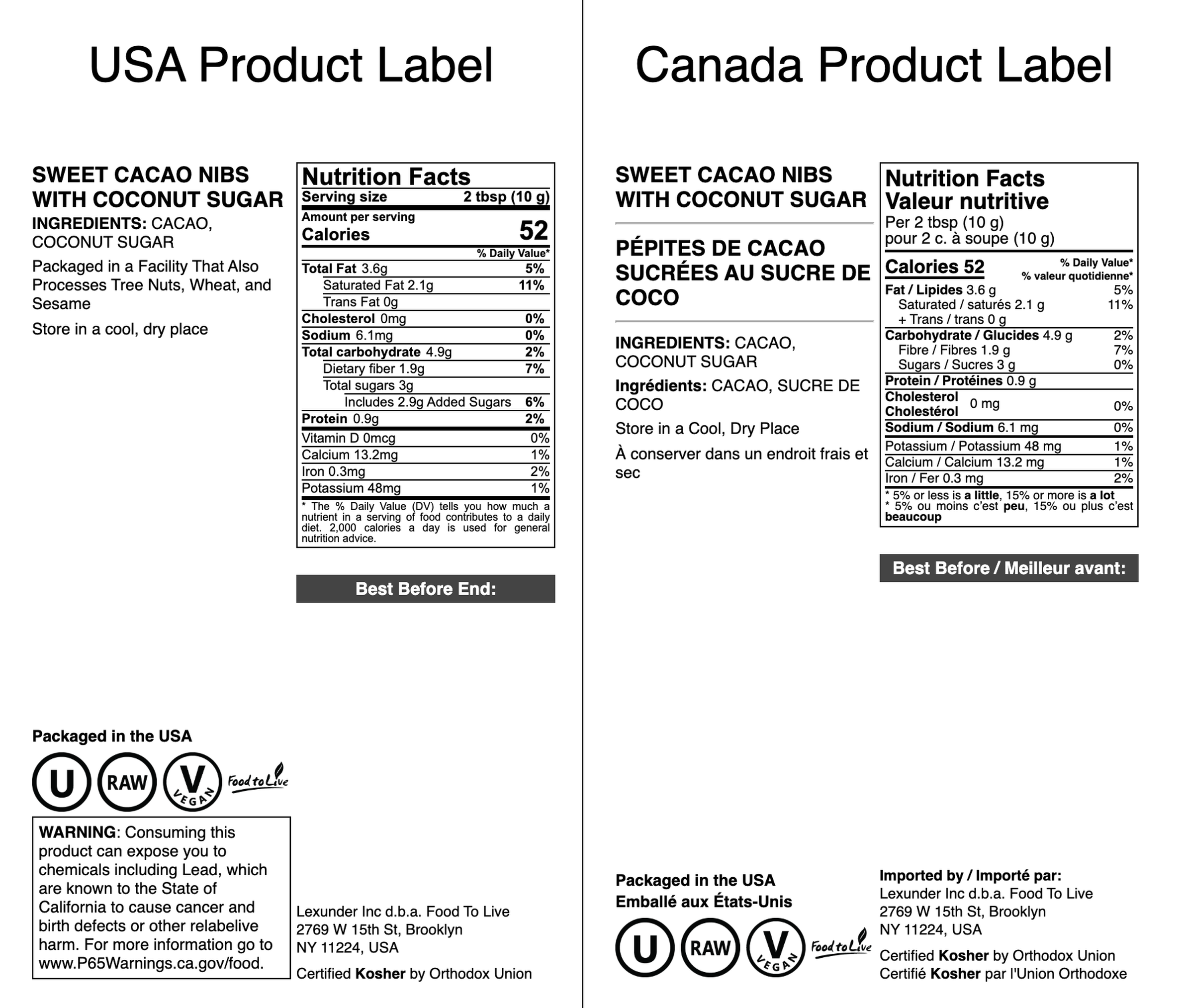 Food To Live - Vente Chocolat - Éclats de Cacao Sucrés avec Sucre de Coco - par Food to Live2
