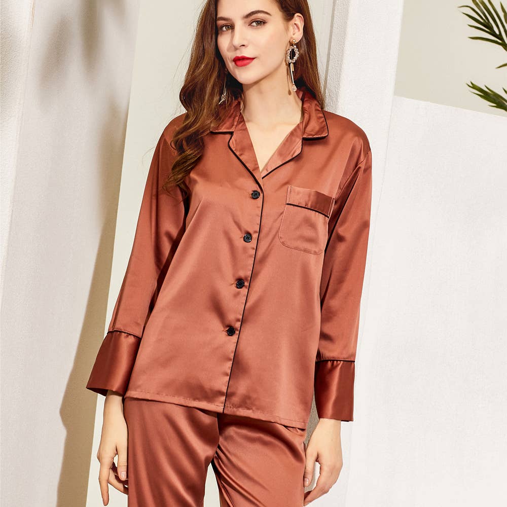 Mackleys – wholesale Sleepwear set – Women's – PREORDER Plain Long Sleeve and Pants PJ Set4
