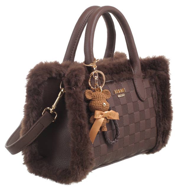 Bessie London - Wholesale Top Handle Bag - Women's - TEDDY FURRY BARREL BAG13