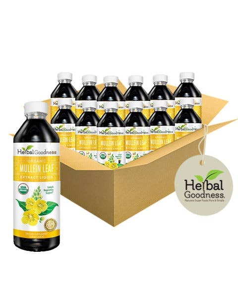 Herbal Goodness - Wholesale Loose Tea - Mullein Leaf Extract - Organic - Liquid 12oz - Lung & Respiratory Support - Herbal Goodness1