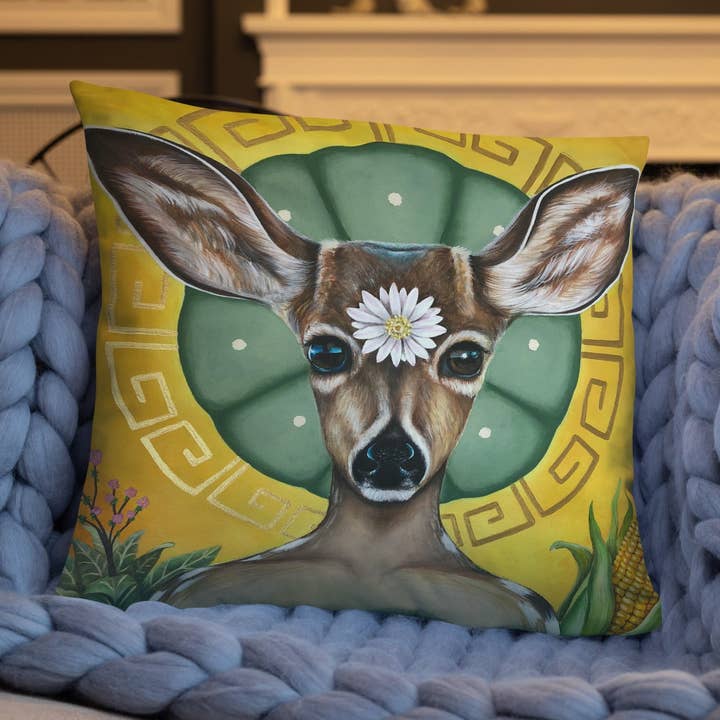 “Deer Medicine” Pillow for wholesale by The Art of Francella