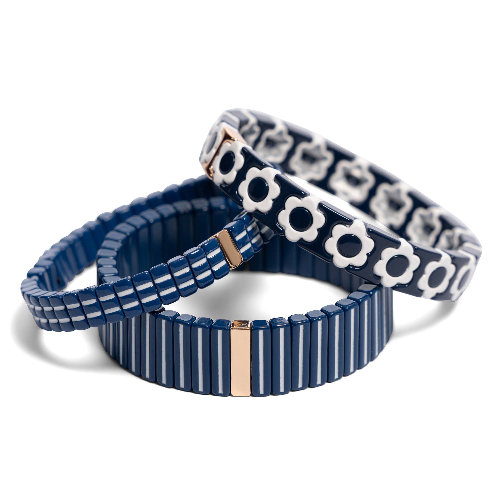 Malibu Sugar – Conjunto de joias por atacado – Pulseira Midnight Kiss Azul Marinho & Branco Trio3