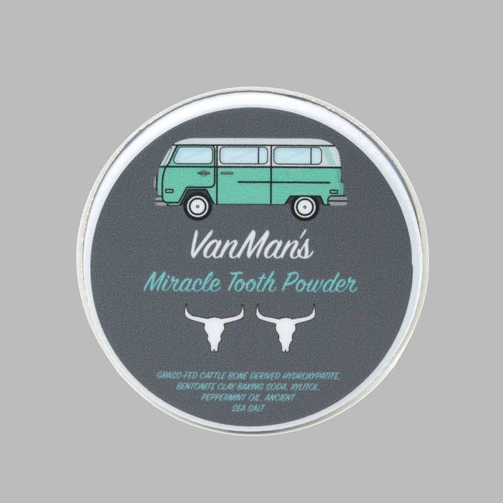 The VanMan Company - Vente Dentifrices - Poudre dentaire VanMan's Miracle - Mint-Bone 2 oz