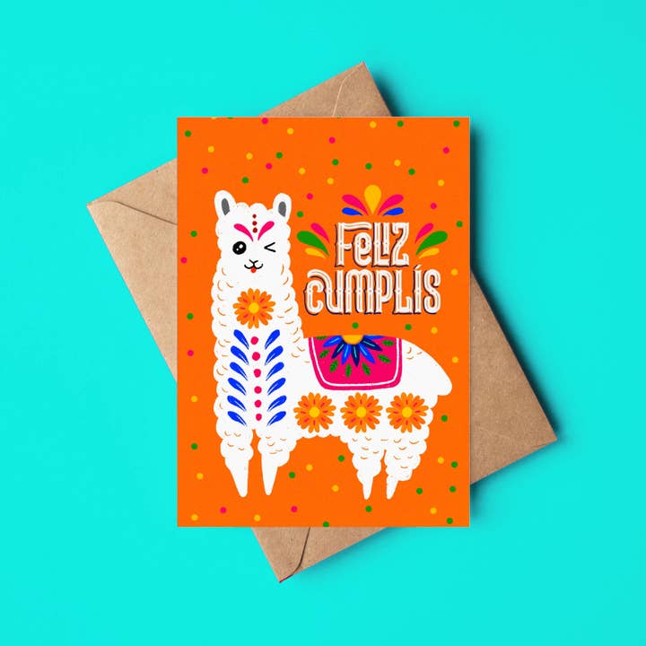 Feliz Cumpliz Llama Card for wholesale by Pokidi Lab by Blanca Creative